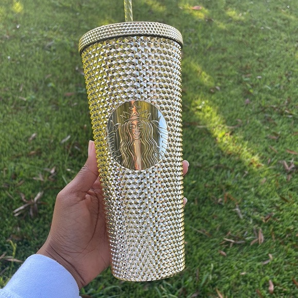 NWT- Starbucks Tumbler Gold Studded 2022 Holiday 24oz venti - Picture 1 of 5